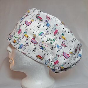 NEW Colorful Llama Print EURO Style Surgical Scrub Cap